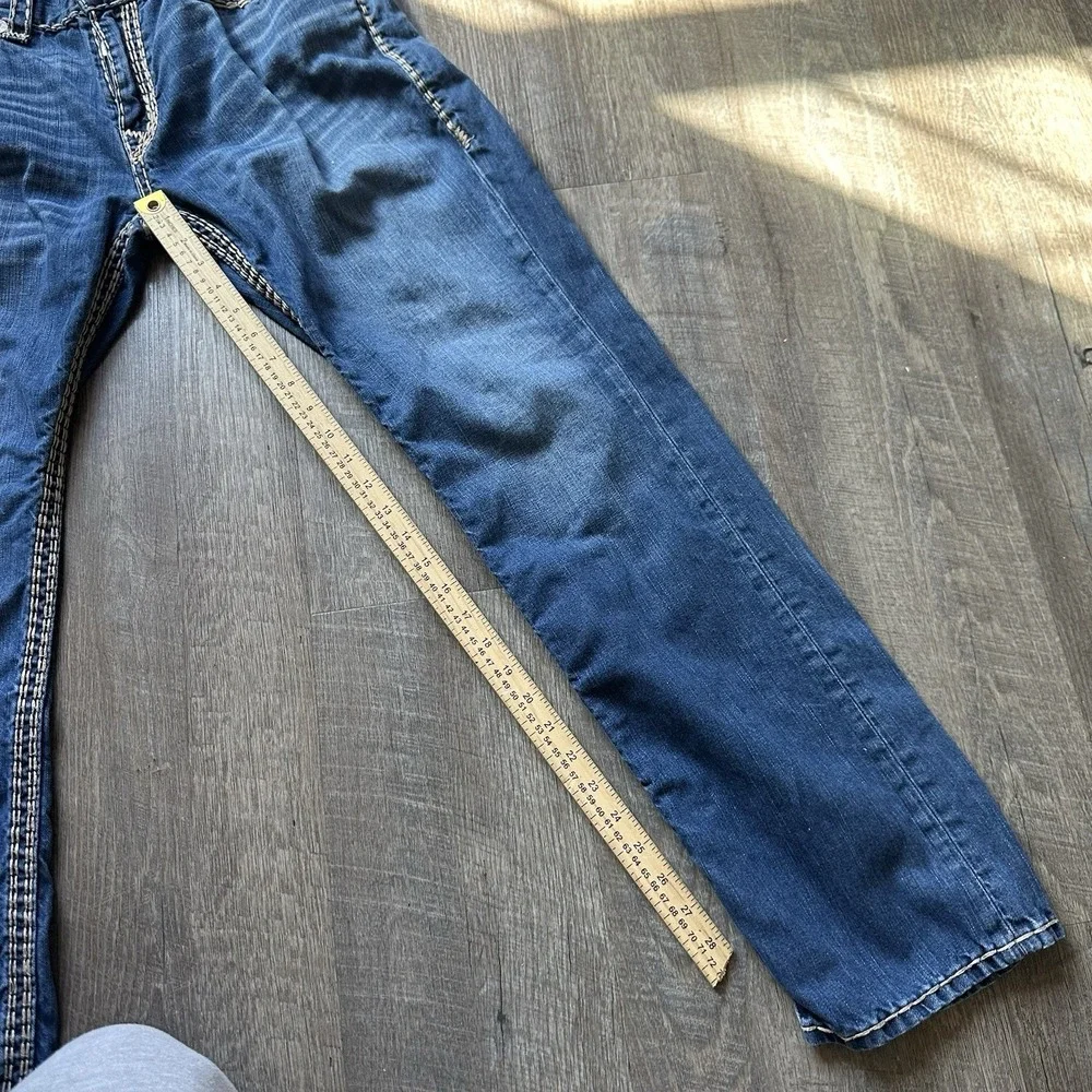 True Religion Men's Blue Ricky Super QT‎ Jeans Mb3 Thick Stitch Semetary Keef